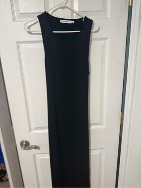 JustFab Black Ribbed Tank Maxi Dress